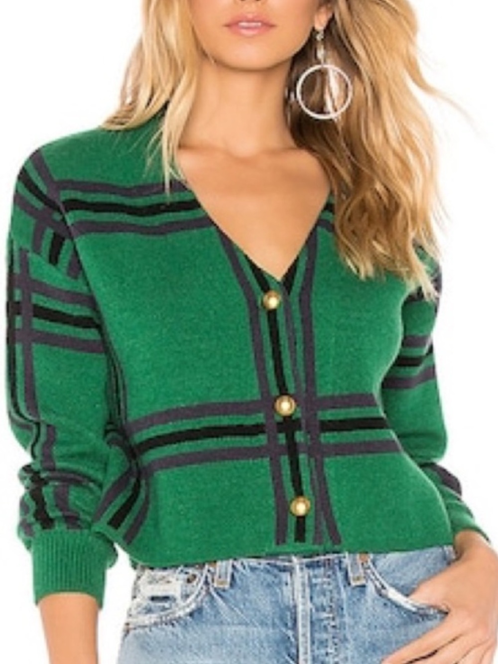 Tularosa Bellair Cardi Green Plaid